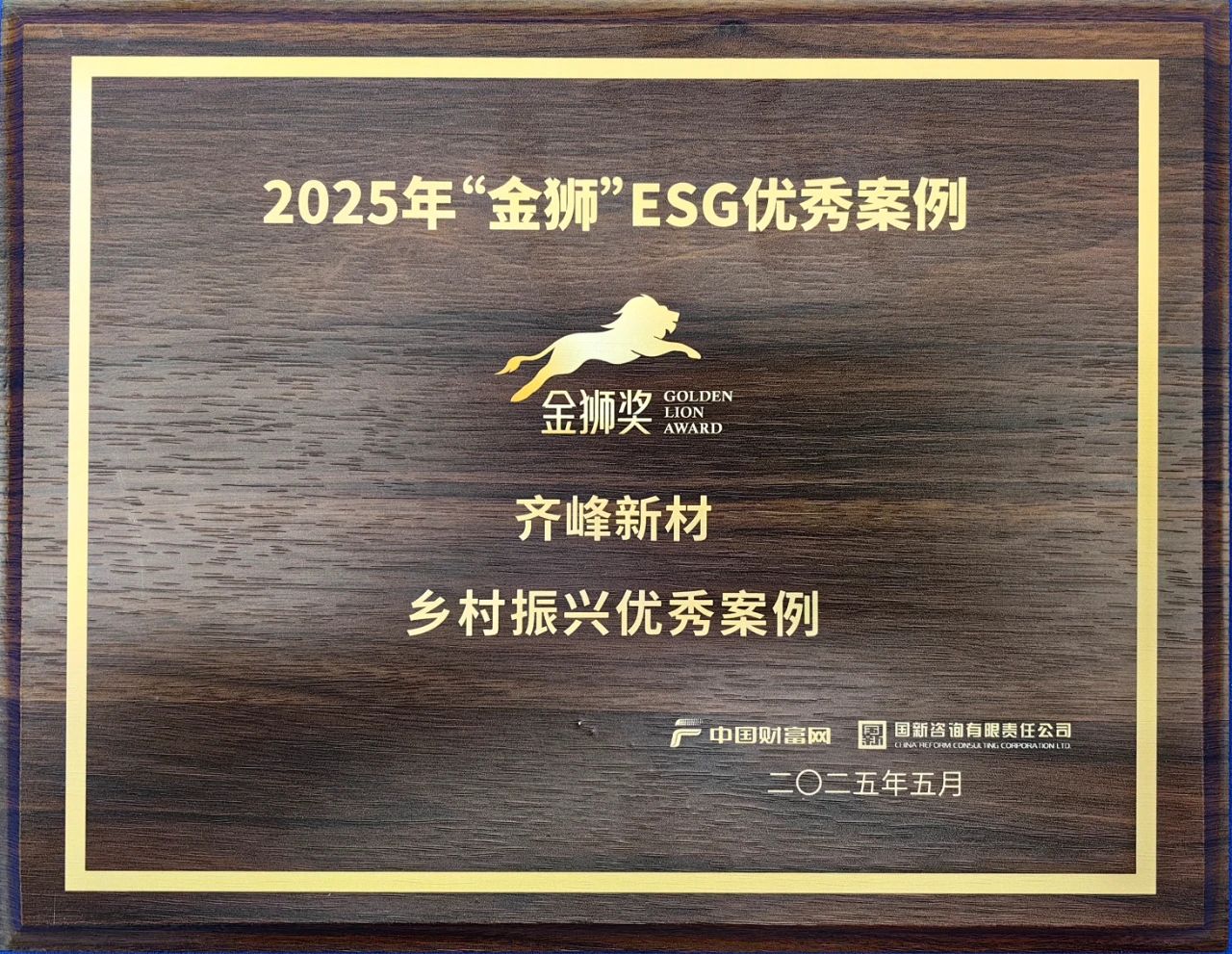 2025年5月9日JDB电子新材入选2025“金狮”ESG——乡村振兴优秀案例